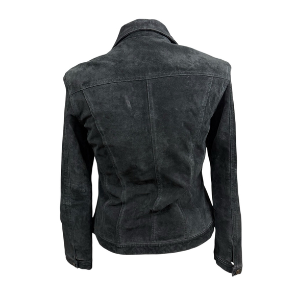 Fabio Womens Y2K Black Genuine Leather Button Front Jacket Size Large - Picture 5 of 8